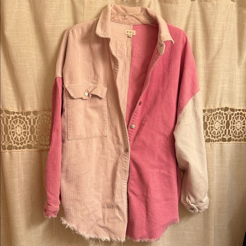POL Pink Corduroy Shacket Size Small